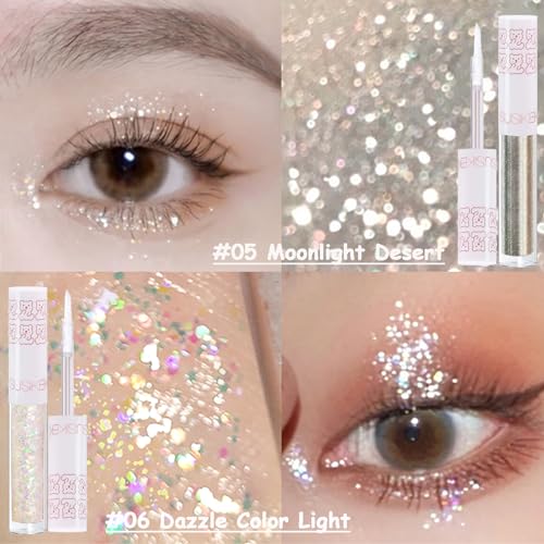 6Pcs Liquid Glitter Eyeshadow Set - Korean Makeup, Long Lasting