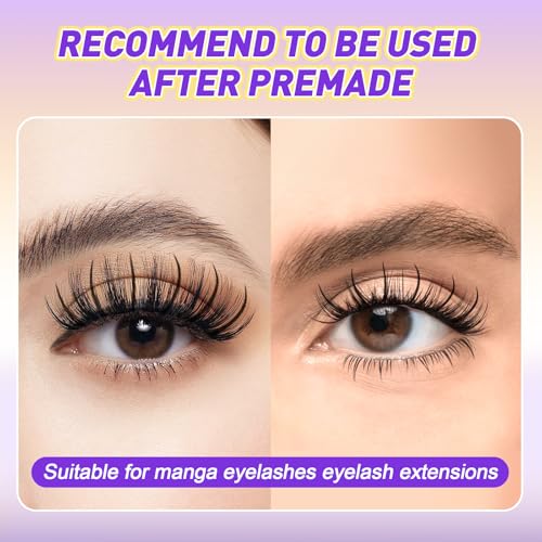 Arison Lashes Spiky Eyelash Extension Premade Wispy Lashes Volume Fairy 1 Root Lash Extension(Spiky-D-8-15)