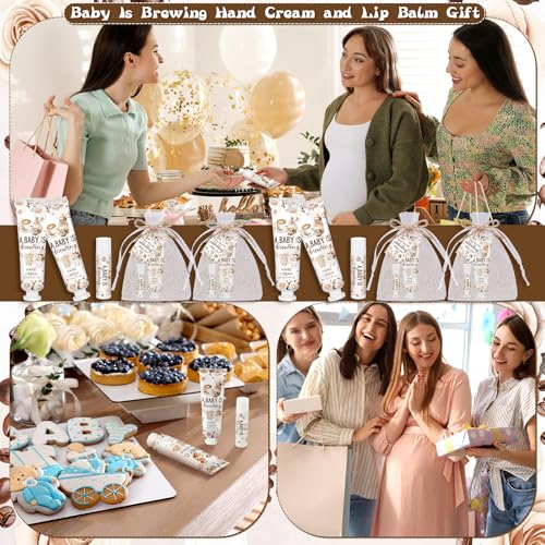24 Sets a Baby Is Brewing Hand Cream and Lip Balm Gift Baby Shower Party Favors for Guest Coffee Themed Travel Size Hand Lotion and Lip Balm Bulk Babies Shower Birthday Party Supplies