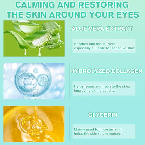 Aloe Vera Under Eye Gel Patches - Cooling Eye Pads for Dark Circles, Soothing Puffy Eyes Treatment, Hydrating Eye Mask for Sensitive Skin