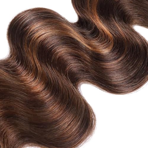 P4/30 Brown Human Hair Bundles - Body Wave 12 14 16 inch