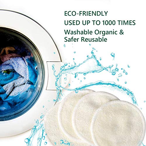 Reusable Bamboo Makeup Remover Pads, 20 Pack with Laundry Bag