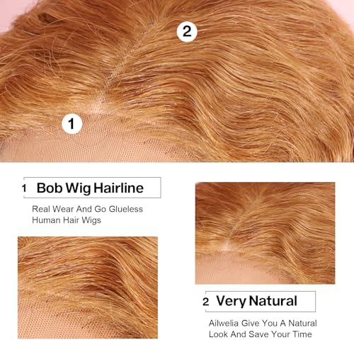 Honey Blonde Curly Bob Wig 12in 200% Density 5x5 HD Lace Closure Glueless Human Hair Wig for Black Women