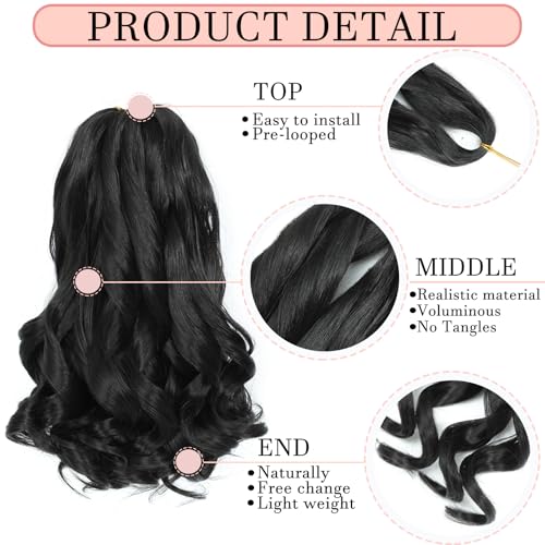 French Curl Braiding Hair 24 Inch 8 Pack Pre-Stretched Crochet