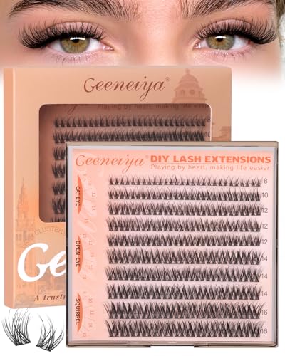 Geeneiya Wispy Spider Lash F - Natural Fluffy Eyelash Clusters 8-16MM C Curl DIY Extensions