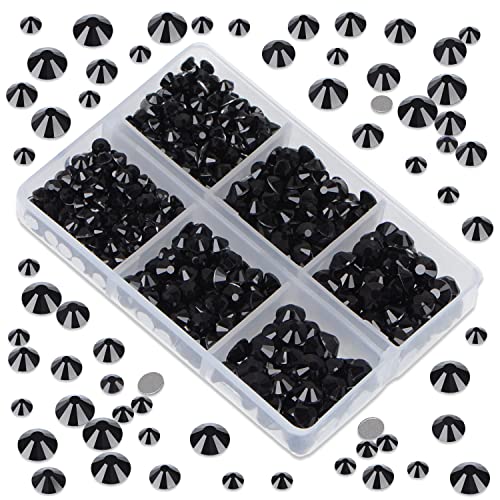 LPBeads 6000 Pieces Clear AB Non Hotfix Rhinestones 6 Sizes Round Crystal Glass Flat Back Rhinestones with Tweezers and Picking Pen for Nail Art Crafts Clothes Bags DIY