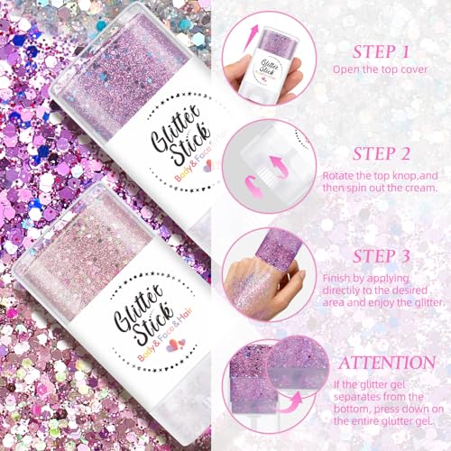 Body Glitter Stick - Holographic Sequins for Face & Hair