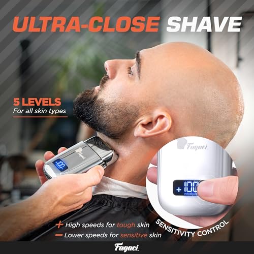 Fagaci 5 Speeds Double Foil Shavers for Men Professional Irritation Free, Close Clean Shaving Foil Razor, Electric Shavers for Men, Maquina de Afeitar para Hombre, Neck Barber Shaver