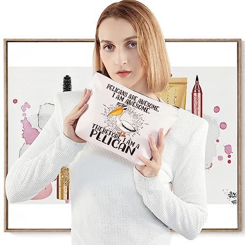 LEVLO Pelican Cosmetic Makeup Bag Pelicans Lover Gift Pelicans Are Awesome Makeup Zipper Pouch Bag For Pelicans Fans (Pelicans Are Awesome)