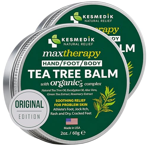 KESMEDIK Tea Tree Oil Healing Balm - Natural Antifungal & Rash Relief, 2-Pack