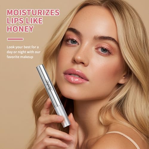 Honey Lip Tinted Lip Balm, Nourishing Hydrating Natural Color, Moisturizing Lip Care for Soft Lips for Daily Use, Enhances Lips with a Subtle Tint, Long Lasting, Lightweight (2PCS Pink, Large)