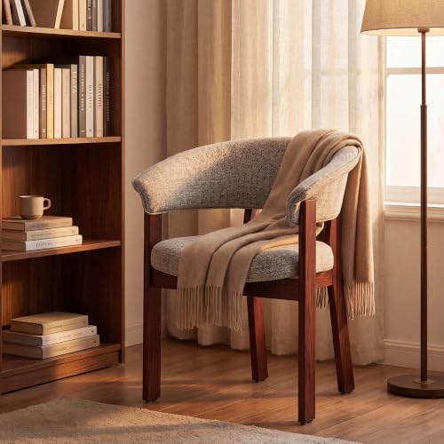 COLAMY Upholstered Dining Chair, Solid Red Oak Wood
