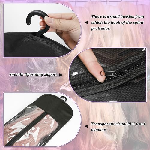 KOLLIEE 2 Pcs Wig Storage Bags with Hanger - Dust-Proof & Portable