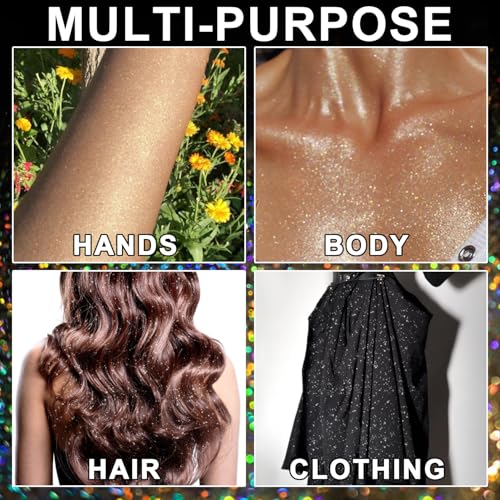 Holographic Body Glitter Spray - Silvery Shiny Shimmer for Hair, Face & Clothes | Quick-Drying, Long-Lasting Glitter Hairspray Temporary Shiny Mist for Festival, Rave, Music Concert, Prom Accessories