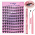 Individual False Eyelashes, 10 Pairs, Natural Black 100pcs with Glue and Tweezers (SnowLotus S08 KIT)