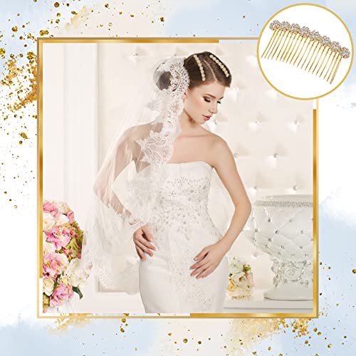 Geosar 4pc Alloy Rhinestone Hair Combs Wedding Bridal Silver Gold