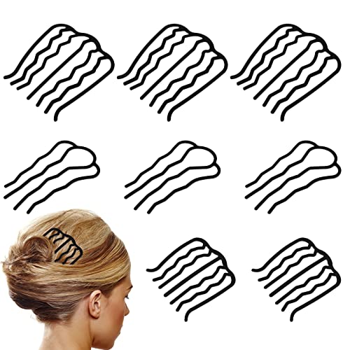 8 Piece U-Shape Hair Combs Set - Metal French Twist Bun Clips