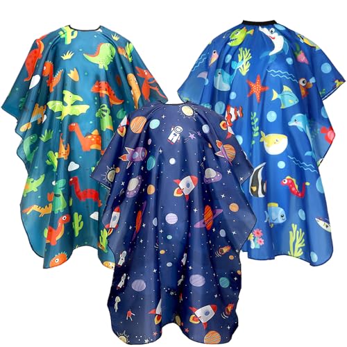 Kids Hair Cutting Cape 3-Pack | Cartoon Barber Apron for Children