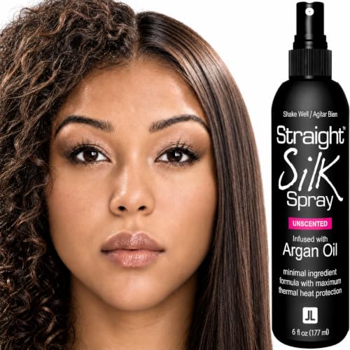 JuniorLabs 6oz Straight Silk Spray with Moroccan Argan Oil Heat Protectant & Detangler - Alcohol-Free, Up to 450°F