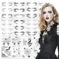 Halloween Face Temporary Tattoos - 12 Sheets Spider Web Skull Bat Eye Makeup