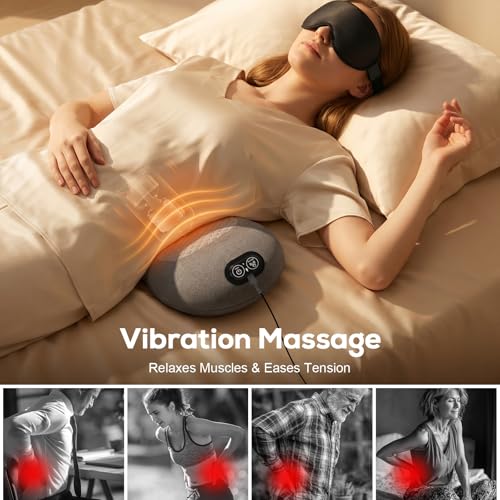 Lumbar Support Pillow with Heat & Vibration Massage + Eye Mask