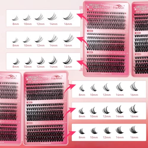 FADVAN Lash Clusters Kit 30D-100D Wispy Volume Extensions 10-16mm