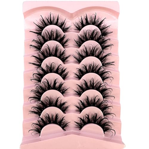 HBZGTLAD NEW 7pairs Cat eye Eyelashes 3D Natural False Lashes 5d Fluffy Soft Cross Manga Lashes Wispy Natural Eyelash Extension Makeup (DT02-8)