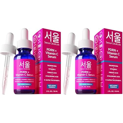 SeoulCeuticals PDRN Serum Salmon DNA Vitamin C Serum ? Korean Skincare Anti Aging PDNR Skin Repair Booster ? K Beauty PDRM Skin Care for Face 1oz (Pack of 2)
