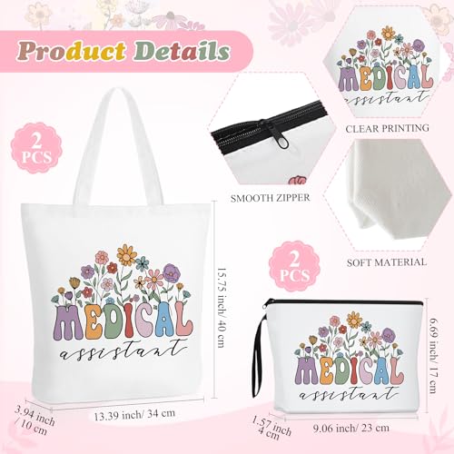 Sieral Medical Assistant Gift for Women Tote Canvas Bag Makeup Cosmetic Bag Keychain Valentine Appreciation Gift Doctor Nurse(6 Pcs)