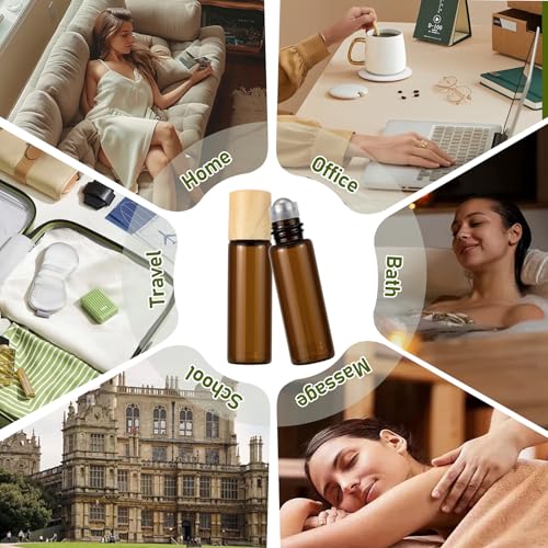 Amber Glass Roll On Bottles 5ml, 8 Pack Essential Oil Roller