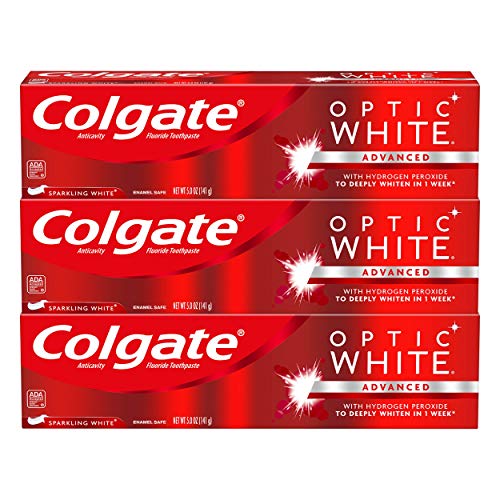Colgate Optic White Whitening Toothpaste Sparkling White - 3 Pack, 5 Ounce