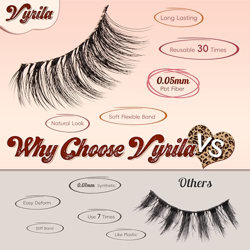 VYRILA Wispy False Eyelashes 14mm with Clear Band - 5 Pack