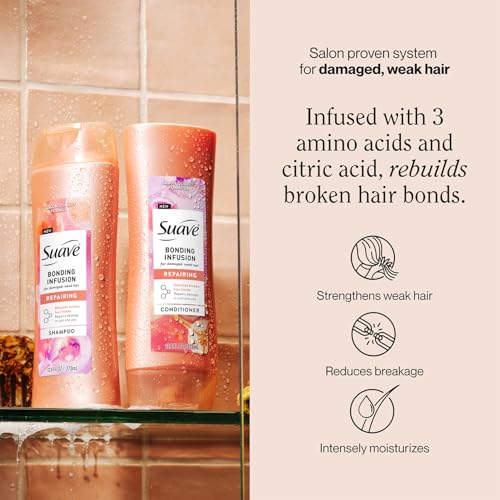 Suave Shampoo and Conditioner Set, Bonding Infusion, Restorative Treatment for Dry, Damaged Hair, 12.6 Oz Ea
