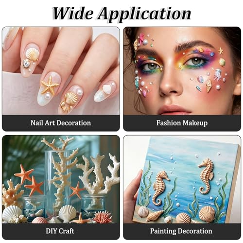 Ocean-Themed 3D Nail Gel Molds Set with Shells, Starfish & Dolphins