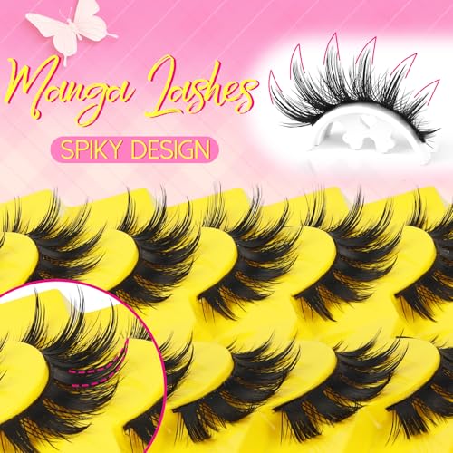 Ahrikiss Manga Spiky Anime False Eyelashes - Faux Mink 7 Pairs