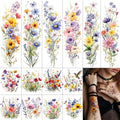 14 Piece Flower Temporary Tattoos Set - Watercolor Floral Design