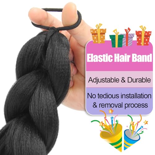 24 Inch Black Braided Ponytail Extension for Daily Wear