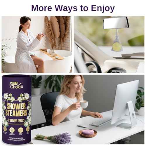 W&E Choice Shower Steamers Aromatherapy 8 Counts, Christmas Gifts for Women, Shower Bombs with Natural Essential Oils for Daily Relaxation & Stress Relief, Birthday Gifts for Wife, Mom