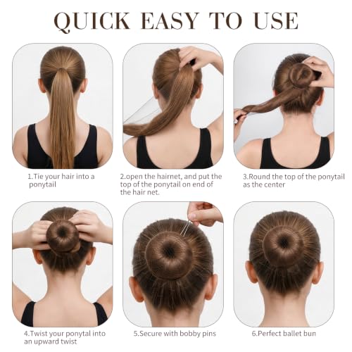 Zonon 50Pcs Ballet Bun Hair Nets with 40Pcs U Pins Set
