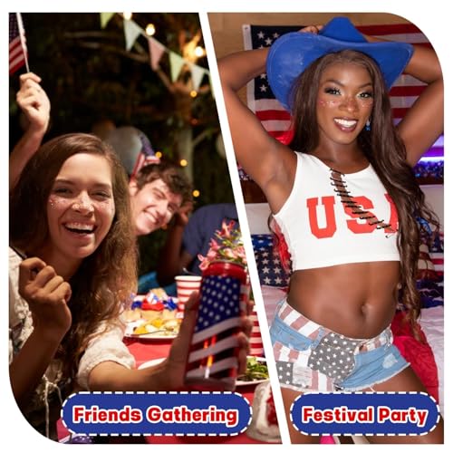 8Pc Patriotic Face Stickers Waterproof Temporary Tattoos