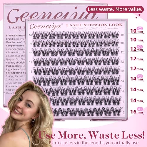 Geeneiya Wispy Lash Clusters 10-16mm C Curl DIY Extensions