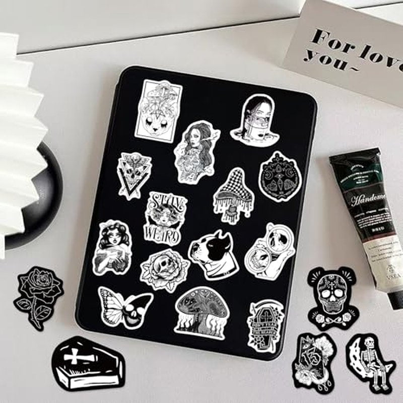 200 Goth Stickers Pack - Waterproof Vinyl Decals for Laptop & Water Bottle