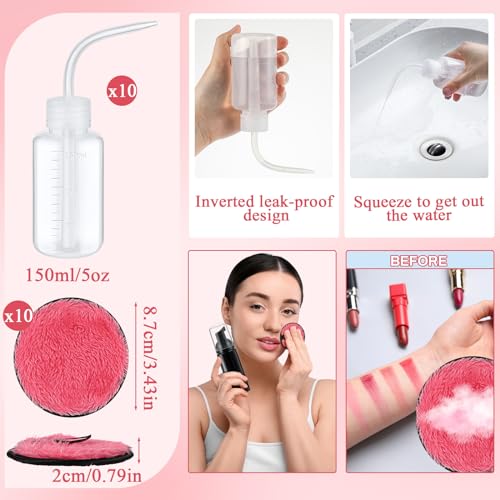 60 Pcs Lash Shampoo Brushes Set 10 Lash Shampoo Brushes 10 Mascara Tubes and Wands 10 Foam Pump Bottle 10 Rinse Bottles 10 Makeup Remover Pad 10 Aftercare Drawstring Bag(Black,10 Pcs)