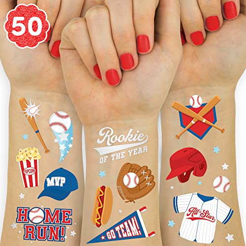 Baseball Temporary Tattoos - 56 Foil Designs