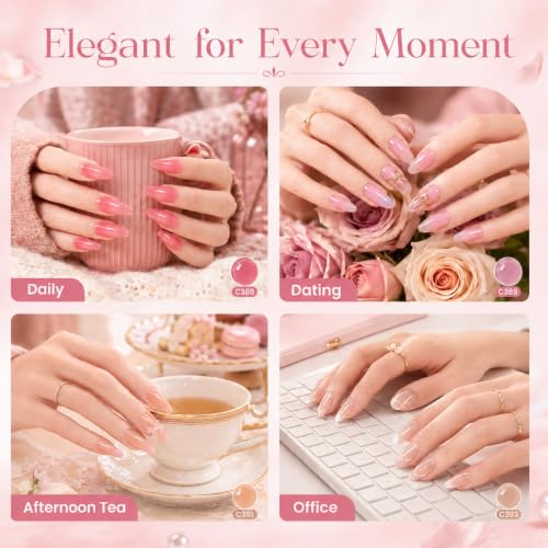 Beetles Nude Gel Nail Polish Set - 6 Colors Jelly Sheer