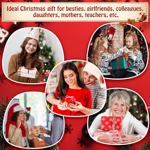 48 Set Canned Christmas Lip Balms Set Round Honey Christmas Moisturizing Moisturizer Lip Care Balm Party Favors with Bag Card for Xmas Holiday Stocking Stuffers Employee Appreciation Gifts