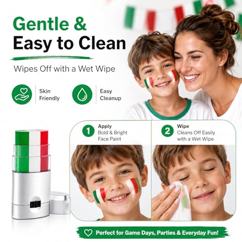 Mexican Flag Face Paint Stick - Waterproof, 2 Pack