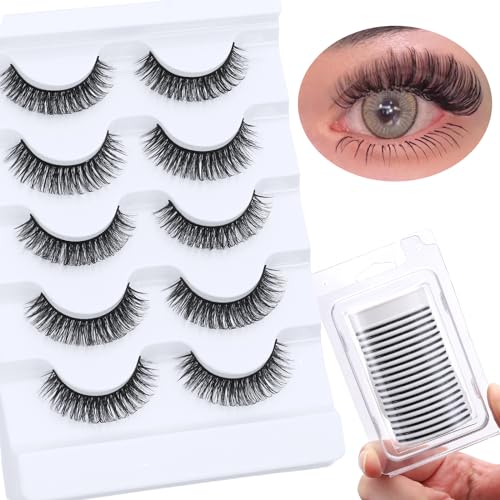 5 Pairs D Curl Eyelashes with 18 Self-Adhesive Strips