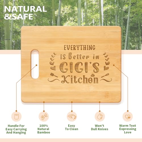 Gigi Gifts, Best Gigi Birthday Gifts from Grandkids - Unique Engraved Bamboo Cutting Board, Funny Birthday, Christmas or Mothers Day Gifts for Gigi