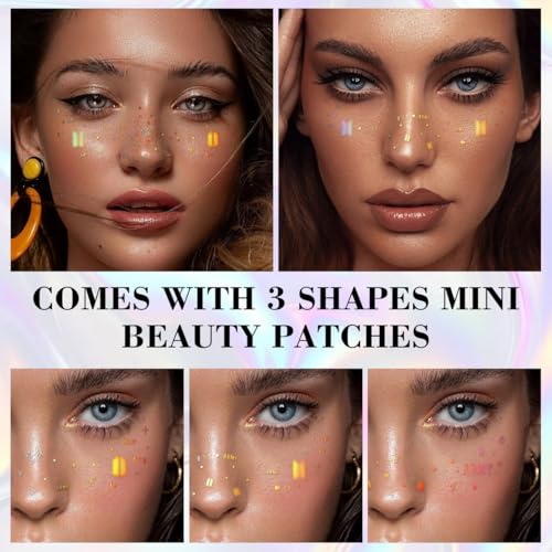 Holographic Face Tattoos - Sparkle Freckles Stickers (6 Sheets)